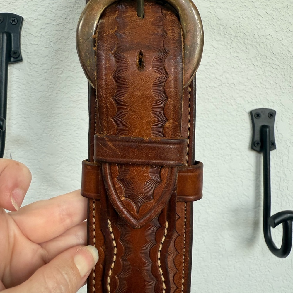 Bianchi Brown Leather Belt with Rich Texture and Patina